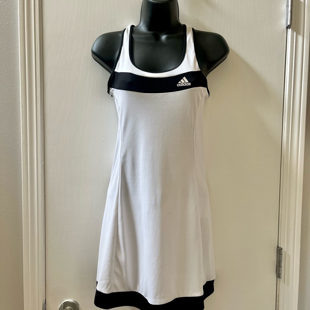ADIDAS Racerback Tank Tennis Dress White Black Summer Sleeveless Athletic - Picture 3 of 10